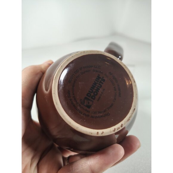 Dunkin Donuts Coffee Mug Collector DD 2011 14oz Brown Orange Pink Stripe - Picture 6 of 6